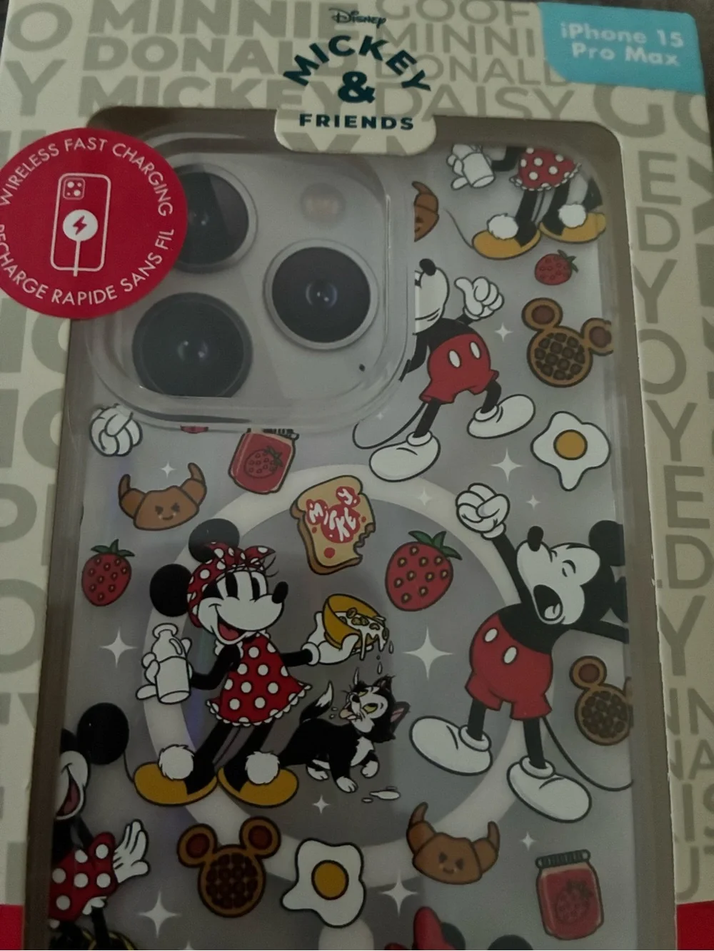 Disney Mickey & Friends Clear iPhone 15 Case - Red, Black, White, Yellow Accents
